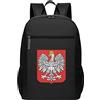LOUJIN Zaino Nero Stemma della Polonia 17 pollici Zaino Laptop per Uomo Donna Leggero Daypack, #01, 30cm*17cm*43cm, Borsa da scuola