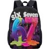 Generic Zaino da 43 cm SIX 67 SEVEN blu metallizzato, zaino retrò anni '80 cromato per la scuola per ragazzi ragazzi bambini grande zaino, 03, L, Minimalista
