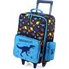 VASCHY Valigia trolley Bambini, VASCHY Carino Bagaglio a Mano Multifunzionale Valigia da Viaggio per Ragazzi Ragazze Grande Scomparto Interno con 2 ruote 18 pollici, Dinosauro Nero, Taglia unica, Dinosauro