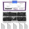 Swpeet Kit di assortimento di chiodi hardware 500 pezzi 4 misure, chiodi zincati neri, chiodi piccoli, chiodi a spillo, chiodi di finitura, chiodi per appendere, chiodi da parete per appendere quadri