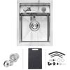 iAnomla Lavello da Cucina/Bar a Scomparsa, 30 x 45 cm con Rubinetto Pieghevole, Lavello Sottotop Nascosto in Acciaio Inox con Tagliere, Postazione di Lavoro a Vasca Singola per Piccole Cucine e RV, Argento