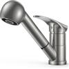FORIOUS Rubinetto Lavello Cucina, Rubinetto Cucina con Doccetta Estraibile in Acciaio Inox, Miscelatore Cucina Monocomando, Girevole a 360°per 1 Foro