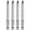 QUARKZMAN 4Pz #2 Punte Cacciavite Phillips PH2 1/4 Gambo Esagonale 3 (75mm) Lungo 6mm Asta Punta Trapano a Croce Magnetiche acciaio S2 Inserti per Avvitatore Industriale, Grigio