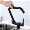 ZPSPZ Rubinetto Cucina 3 Vie Sottofinestra Pieghevole, Girevole 360° Ottone Acqua Depurata Acqua Fredda e Calda Ottone Miscelatore Cucina-Nero