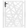 HIJNXG Cancello da giardino in metallo, 105 x 125 cm, con serratura, in acciaio, per giardino, terrazza, cancello da esterni, cancello in ferro, apertura e chiusura a 180° (bianco)