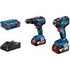 Bosch Professional Set di Avvitatori a batteria 18 V System GDR 18 V - 200 & GSB 18 V - 55 (incl. 2 x GBA 18 V 4.0 Ah Batteria Ricaricabile + Caricatore GAL 18 V - 40, in L-BOXX)