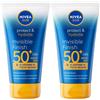 Nivea Sun Protect & Hydrate Invisible Finish SPF 50+ 150 ml, Crema solare dal finish invisibile 2x150 ml