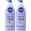 Nivea Crema-Olio Fiori di Ciliegio & Olio Jojoba 400 ml, Crema corpo idratante 48h e profumata 2x400 ml