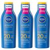 Nivea Sun Latte Solare Protect & Hydrate SPF20 200 ml, Crema solare 20 idratante per 48 ore 3x200 ml Soluzione