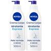 Nivea Crema Corpo Idratante Express 500 ml, corpo idratante 72 ore per pelle secca o normale 2x500 ml