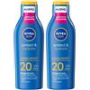 Nivea Sun Latte Solare Protect & Hydrate SPF20 200 ml, Crema solare 20 idratante per 48 ore 2x200 ml Soluzione