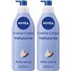Nivea Crema Corpo Vellutante 500 ml, corpo idratante 72 ore e vellutante per pelle secca 2x500 ml