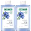Klorane Shampoo avvolgente e volumizzante al Lino BIO 400ml - Capelli sottili, Volume naturale 2x400 ml