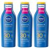 Nivea Sun Latte Solare Protect & Hydrate SPF30 200 ml, Crema solare 30 idratante per 48 ore 3x200 ml