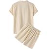 Generico Completa Tuta In Lino Da Uomo, Due Pezzi, Estiva, Per Il Tempo Libero, Tinta Unita, A Maniche Corte Camicia E Pantaloncini Da Spiaggia, Set Di Pantaloni Corti In Cotone E Lino Jogging Outdoor Yoga