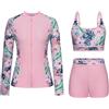 Zanisouta Costume da bagno a maniche lunghe, da donna, in 3 pezzi, Rash Guard ad asciugatura rapida, leggero, da surf, rashguard Shirts, P rosa, S