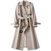 Foweknow Trench - Cappotto lungo invernale da donna, antivento, doppiopetto, per le mezze stagioni, classico, per autunno e primavera, con cintura, per il tempo libero, beige., M