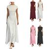 Generisch Abito da donna a pois, stile vintage Rockabilly anni '50, senza maniche, a vita alta, abito cocktail, vita alta con balze, maxi abito, elegante abito estivo casual, festivo, per feste, serate e tea