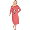 Disney Camicia da Notte Donna Manica Lunga Stitch Mickey Minnie (XL, Rosso Minnie)