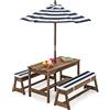 RELAX4LIFE Tavolo da Picnic con Panchine e Ombrellone per Bambini, Tavolo con Sedie a 4 Posti (Modello 9)