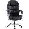 HOMCOM Sedia Ufficio Ergonomica, Sedia Scrivania Girevole in Pelle PU, Schienale Curvo Alto, Funzione Dondolo, Seduta Spessa, Braccioli Imbottiti, Altezza Regolabile, Poltrona Ufficio Studio, Nero