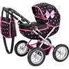 Kinderplay Carrozzina per Bambole Gondola - Manico regolabile 33-63 cm - Ruote in schiuma silenziose - Per bambola fino a 41 cm - Da 3 anni