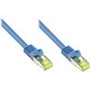 Good Connections Cavo patch RJ45 con cavo grezzo Cat.7 e protezione del naso a scatto (RNS®), S/FTP, PiMF, senza alogeni, 600MHz, OFC, blu, 50m, Good Co