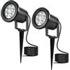 Meision Faretto da giardino 3 W, bianco caldo, faretto a LED per esterni con picchetto + IP65 impermeabile + cavo da 1,3 m + alluminio super luminoso, illuminazione da giardino per giardino, terrazza