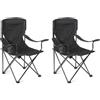 Amazon Basics Sedia da Campeggio Pieghevole con Portabicchieri - Sedia Outdoor con Telaio in Acciaio, Resistente all'Acqua, con Borsa per il Trasporto - 72,5x 52,5 x 93,2cm - Nero - Set da 2