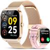 CASCHO Smartwatch Donna,1.85''Orologio Smartwatch Donna con Chiamate/Notifiche WhatsApp,120 Modalità Sportive/Sonno/Cardiofrequenzimetro/SpO2/Contapassi,Smart Watch per Android iOS(Doppio Cinturino)