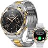 IOWODO Smartwatch Uomo Business, Display AMOLED 1.43", Batteria 900mAh, 100 Giorni Standby, Orologio Intelligente Premium con CHATGPT, GPS e Monitoraggio Salute per Android iOS, 2 Cinturini (Silver)