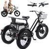 SUNBGRPYE Triciclo Elettrico Per Adulti, Pneumatici Fat All-Terrain Da 20x4,0, Batteria Da 48V/12Ah (Autonomia Di 35km), Portata Di 200kg, Forcella Ammortizzata, Freni A Disco Meccanici