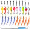 DXLing 10 Pezzi Cucchiai da Pesca Trota Cucchiai Twist per Trote UV-attivi e Autoluminosi da 3g con Piume Paillettes Ondulanti Spinning Esca con Rimozione Amo Pesca