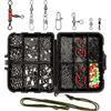 Realure Set di Accessori per la Pesca, 160 Pezzi, con assortimento di girelle a moschettone, per la Pesca, barile, Triple girelle da Pesca, per Acqua Dolce e salata
