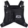 Kronabelle Borse da petto da uomo, attrezzatura EDC Rig, gilet da corsa regolabile, leggera borsa funzionale con tasche multiple, anello a D, area adesiva magica per escursioni, viaggi