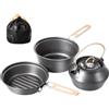 Generic Pentole da campeggio - Kit di pentole da esterno da 15,5 cm per 3-4 persone con funzione di set di teiera portatile, forniture da cucina da campeggio per barbecue, picnic, escursionismo, pesca