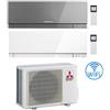 Mitsubishi Climatizzatore Condizionatore Mitsubishi Kirigamine Zen Wifi Argento e Bianco Dual Split Inverter 12000 + 12000 BTU con U.E. MXZ-3F54VF classe A+++/A++ NOVITÁ