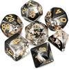 QMAY Shadows - set Polydice Nero Trasparente e Oro | D&D e RPGs | Dadi Plastici Poliedrici | DnD