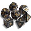 QMAY DND Dice - Set di 7 dadi poliedrici per Dungeon e Dragons MTG RPG D&D D20, D12, D10, D%, D8, D6, D4 (nero)