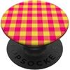Preposh Rosa caldo e giallo Gingham Preppy Estetica Girly Trendy PopSockets PopGrip Adesivo