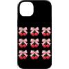 Cherry Aesthetic Summer Fruit Lover Red Custodia per iPhone 14 Plus Cherry Bow Grid Rosso Estetica Ciliegie Alla Moda Estate Frutta