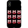 Cherry Aesthetic Summer Fruit Lover Red Custodia per iPhone X/XS Cherry Bow Grid Rosso Estetica Ciliegie Alla Moda Estate Frutta