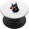 Doberman Puppy Lover PS Doberman - Dipinto ad acquerello colorato con schizzi PopSockets PopGrip Adesivo