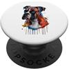 Boxer Puppy Lover PS Boxer colorato Splatter Art acquerello dipinto PopSockets PopGrip Adesivo