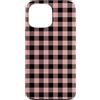 Preposh Custodia per iPhone 13 Pro Max Nero Pesca Rosa Gingham Preppy Estetica Girly Trendy