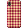 Preposh Custodia per iPhone X/XS Burro di vino francese Giallo Gingham Preppy Estetica Girly
