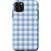 Preposh Custodia per iPhone 11 Pro Max Azzurro Bianco Gingham Preppy Estetica Girly Trendy