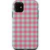 Preposh Custodia per iPhone 11 Rosa Menta Verde Gingham Preppy Estetica Girly Trendy