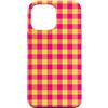 Preposh Custodia per iPhone 13 Pro Max Rosa caldo e giallo Gingham Preppy Estetica Girly Trendy