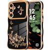 ZTOFERA Custodia per Samsung Galaxy S24 FE carina per ragazze donne, telaio ondulato riccio e placcatura di lusso motivo a farfalla, morbido TPU antiurto protezione delle lenti rialzate custodia per